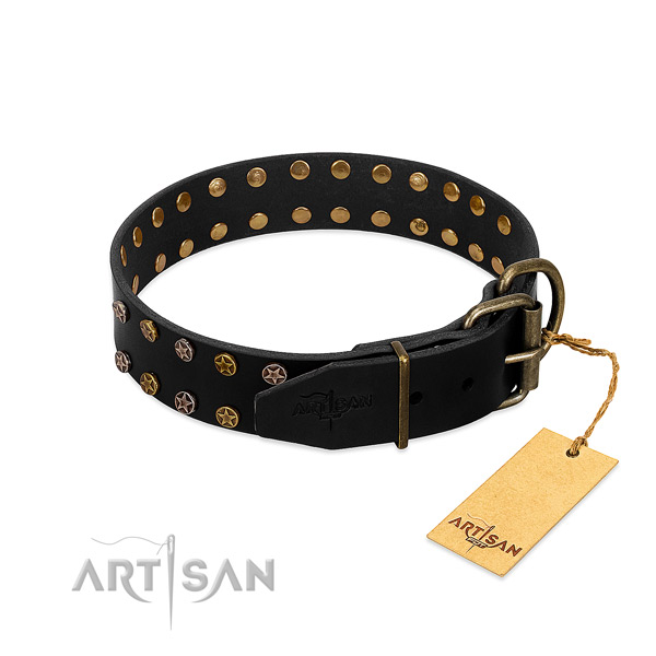 Full grain genuine leather collar with exquisite studs for your doggie