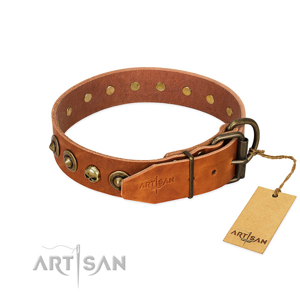 Genuine leather collar with remarkable decorations for your canine
