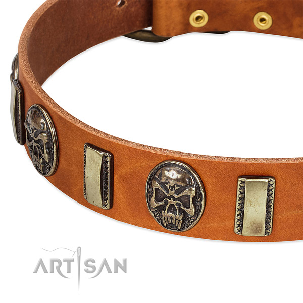 Rust resistant hardware on genuine leather dog collar for your canine