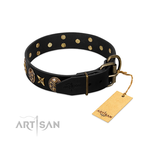 Rust resistant fittings on full grain leather dog collar for your canine