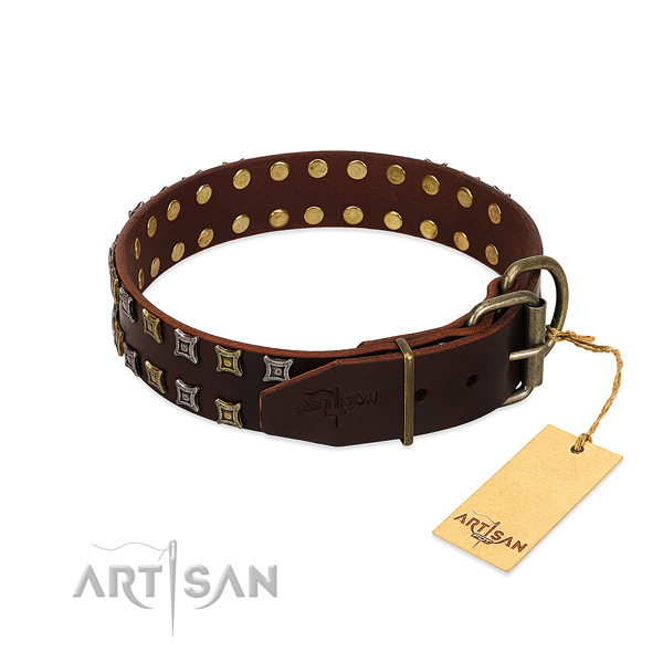 Quality full grain leather dog collar created for your doggie