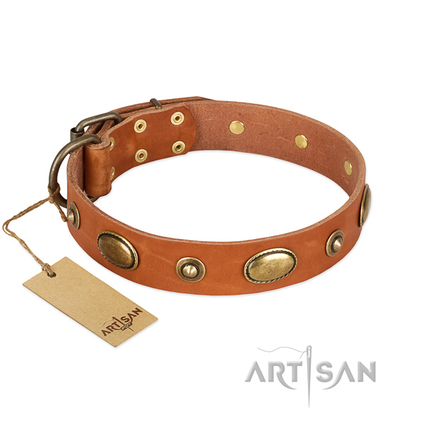 Exquisite full grain natural leather collar for your dog