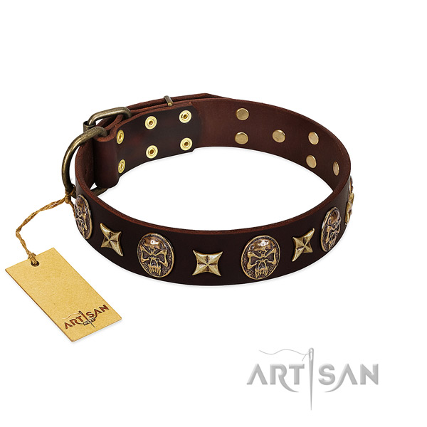 Handmade full grain leather collar for your pet
