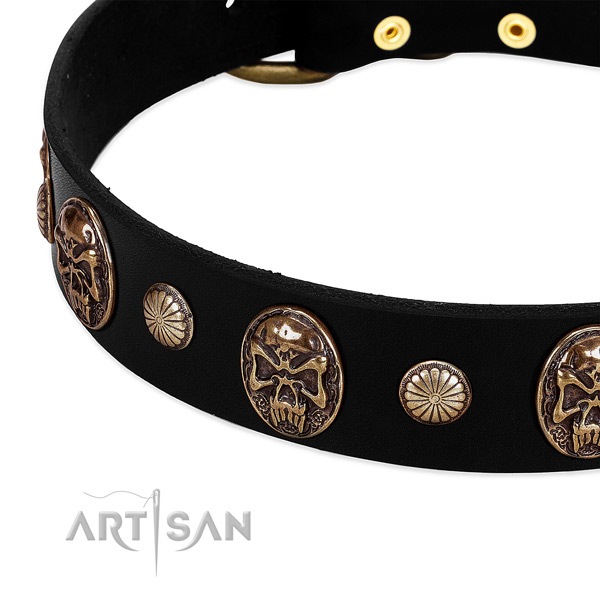 Genuine leather dog collar with amazing decorations