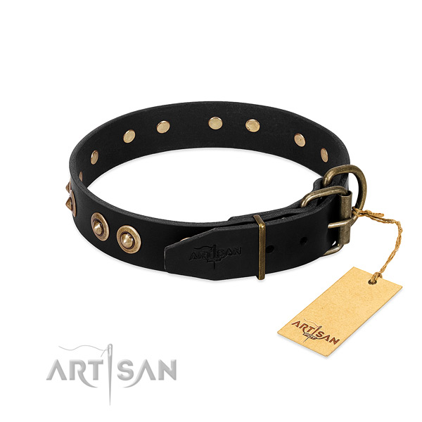 Durable hardware on genuine leather dog collar for your dog