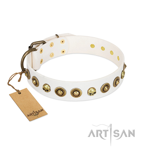 Natural leather collar with extraordinary decorations for your doggie