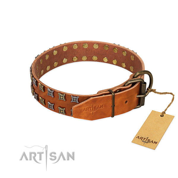 Reliable leather dog collar created for your pet
