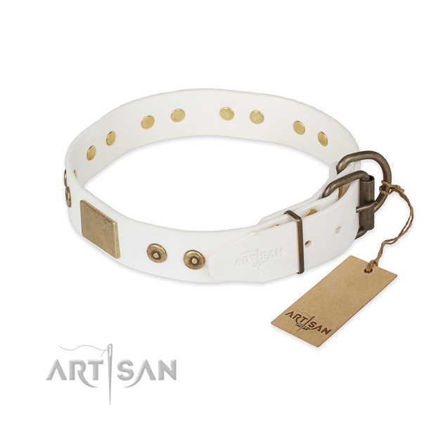 Handy use full grain genuine leather collar with embellishments for your canine