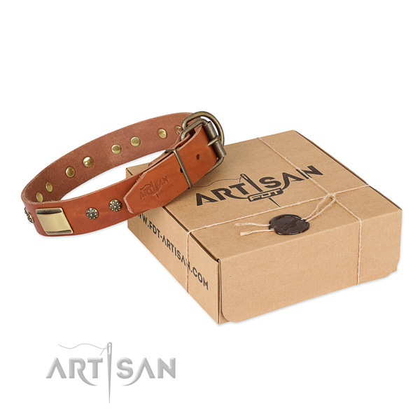 Best quality full grain genuine leather dog collar for everyday use