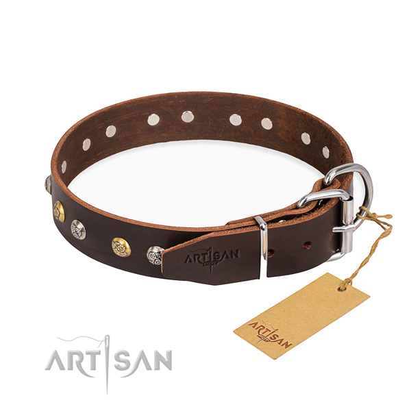 Tear-proof leather collar for your stunning canine