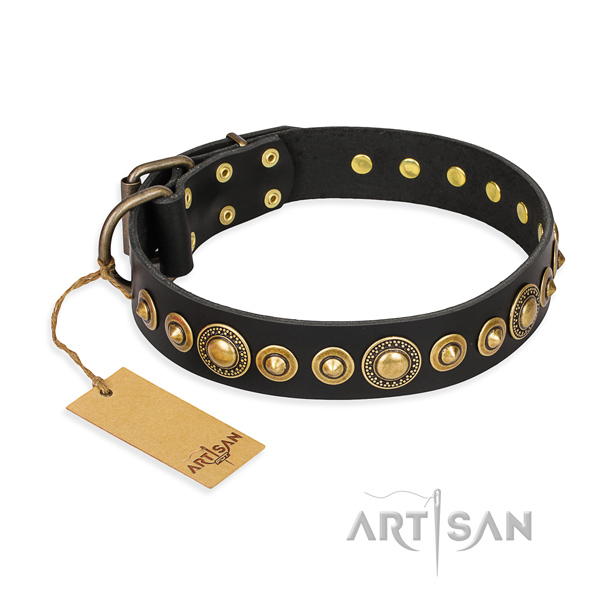 Stylish design genuine leather dog collar for everyday use