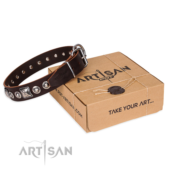 Top quality full grain leather dog collar for everyday use